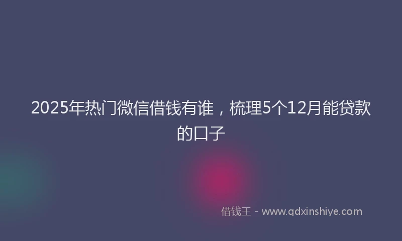 2025年热门微信借钱有谁，梳理5个12月能贷款的口子