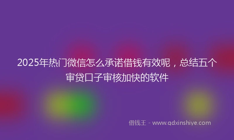2025年热门微信怎么承诺借钱有效呢，总结五个审贷口子审核加快的软件