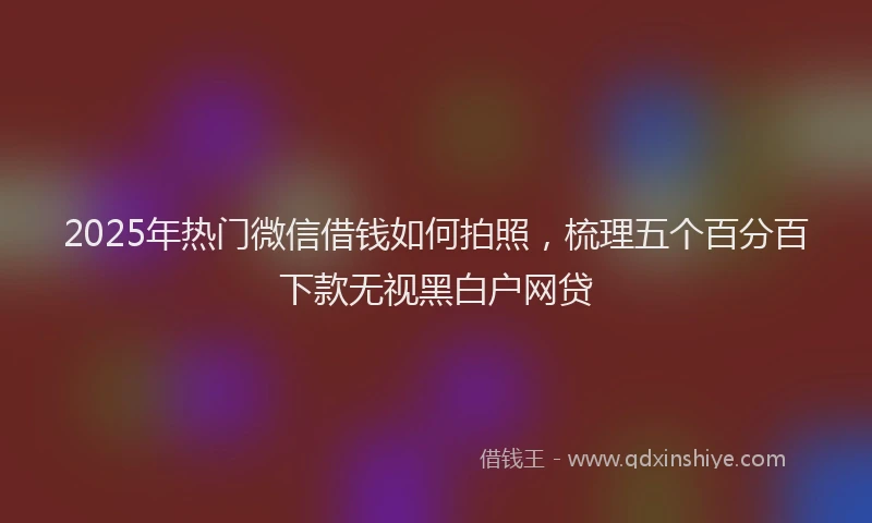 2025年热门微信借钱如何拍照，梳理五个百分百下款无视黑白户网贷