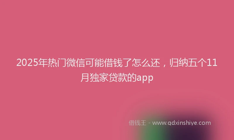 2025年热门微信可能借钱了怎么还，归纳五个11月独家贷款的app