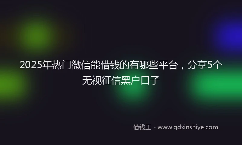 2025年热门微信能借钱的有哪些平台，分享5个无视征信黑户口子