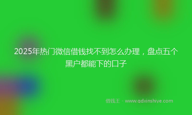 2025年热门微信借钱找不到怎么办理，盘点五个黑户都能下的口子
