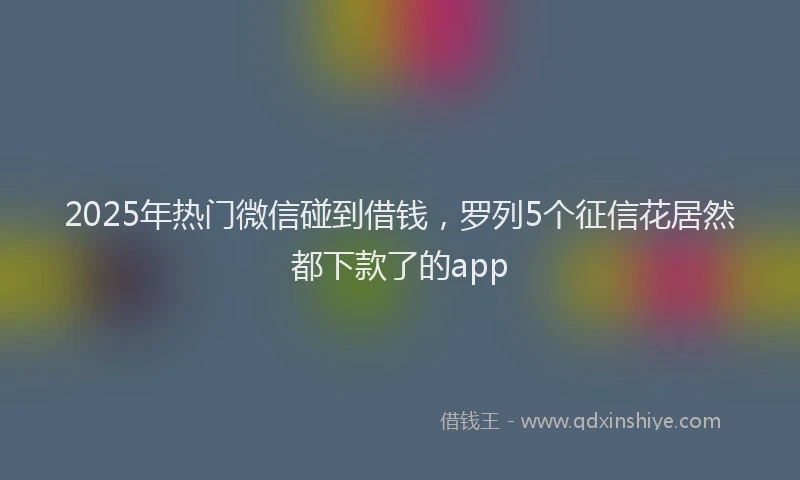 2025年热门微信碰到借钱，罗列5个征信花居然都下款了的app
