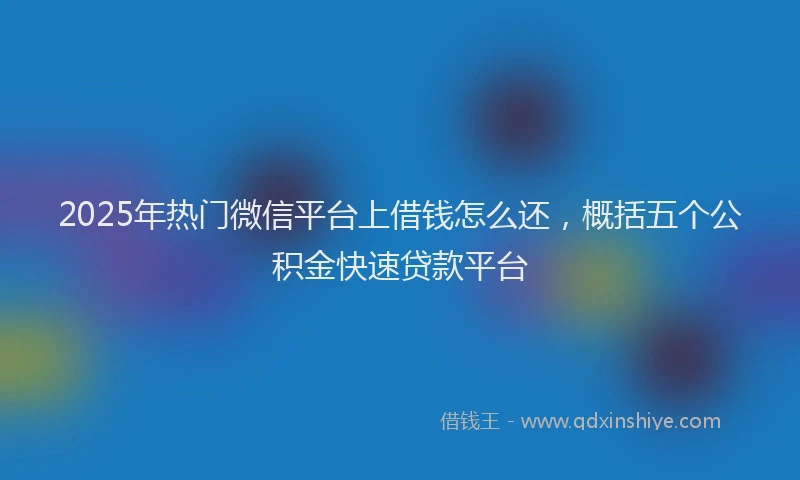 2025年热门微信平台上借钱怎么还，概括五个公积金快速贷款平台