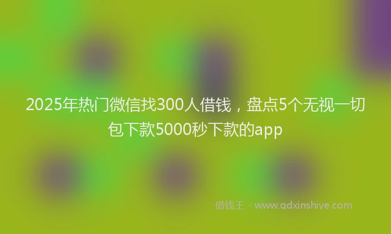 2025年热门微信找300人借钱，盘点5个无视一切包下款5000秒下款的app