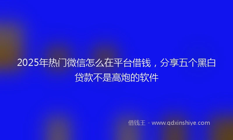 2025年热门微信怎么在平台借钱，分享五个黑白贷款不是高炮的软件