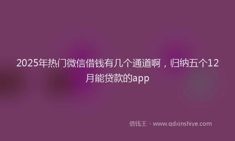 2025年热门微信借钱有几个通道啊，归纳五个12月能贷款的app