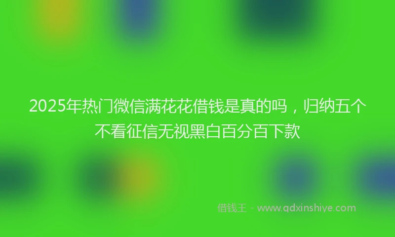 2025年热门微信满花花借钱是真的吗，归纳五个不看征信无视黑白百分百下款