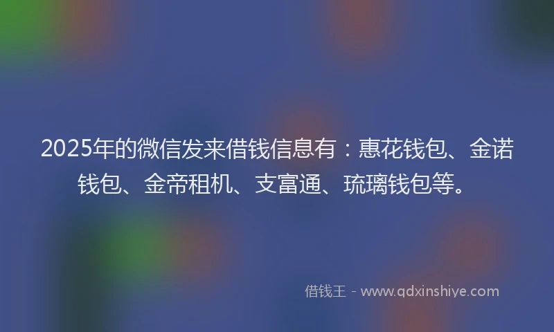 2025年的微信发来借钱信息有：惠花钱包、金诺钱包、金帝租机、支富通、琉璃钱包等。