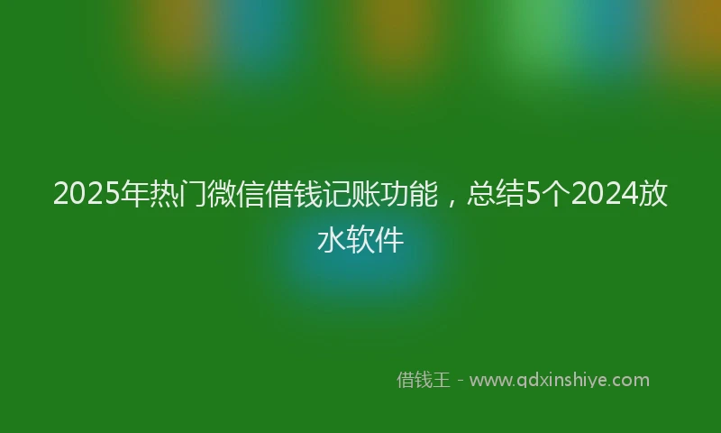 2025年热门微信借钱记账功能，总结5个2024放水软件