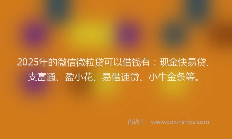 2025年的微信微粒贷可以借钱有：现金快易贷、支富通、盈小花、易借速贷、小牛金条等。