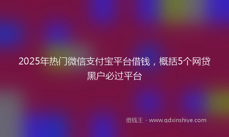 2025年热门微信支付宝平台借钱，概括5个网贷黑户必过平台