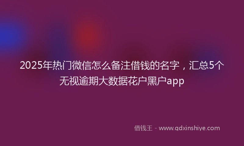 2025年热门微信怎么备注借钱的名字，汇总5个无视逾期大数据花户黑户app