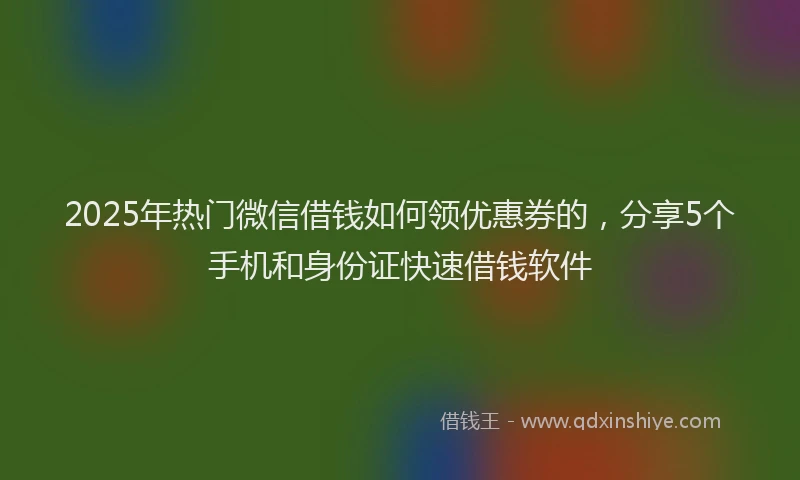 2025年热门微信借钱如何领优惠券的，分享5个手机和身份证快速借钱软件
