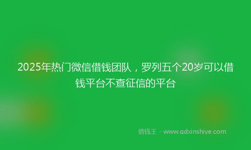 2025年热门微信借钱团队，罗列五个20岁可以借钱平台不查征信的平台