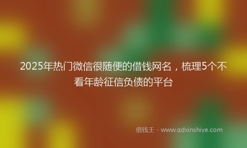 2025年热门微信很随便的借钱网名，梳理5个不看年龄征信负债的平台