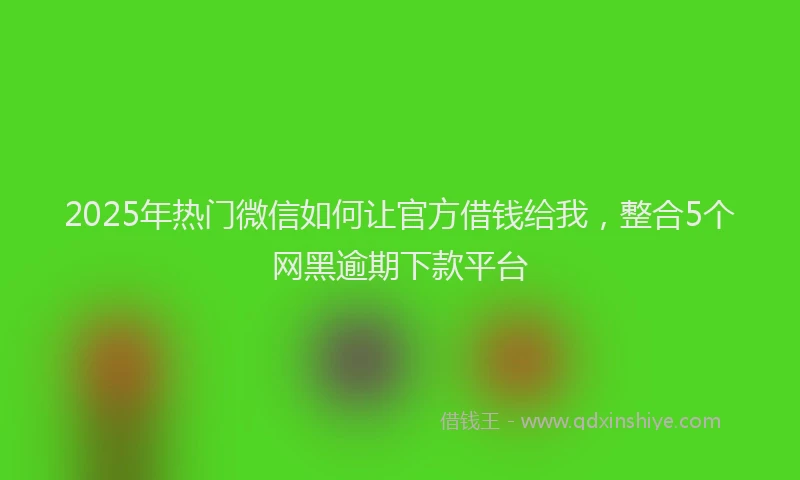 2025年热门微信如何让官方借钱给我，整合5个网黑逾期下款平台