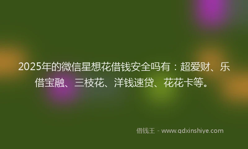 2025年的微信星想花借钱安全吗有：超爱财、乐借宝融、三枝花、洋钱速贷、花花卡等。