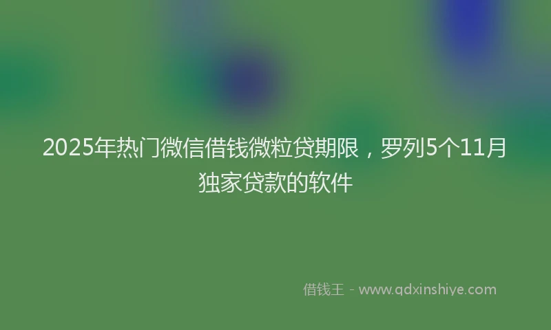 2025年热门微信借钱微粒贷期限，罗列5个11月独家贷款的软件