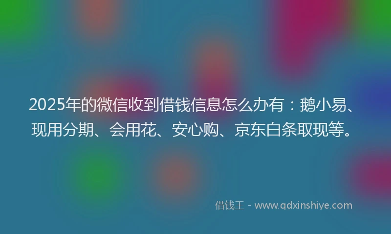 2025年的微信收到借钱信息怎么办有：鹅小易、现用分期、会用花、安心购、京东白条取现等。