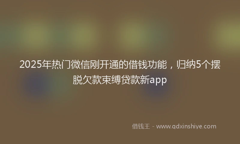 2025年热门微信刚开通的借钱功能，归纳5个摆脱欠款束缚贷款新app