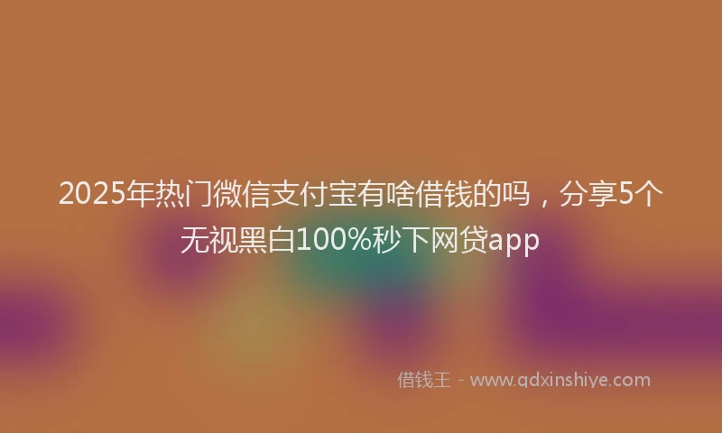 2025年热门微信支付宝有啥借钱的吗，分享5个无视黑白100%秒下网贷app