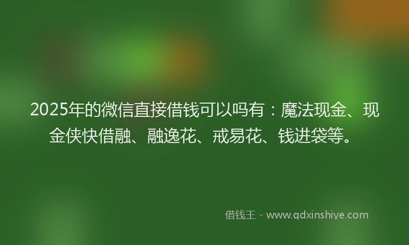 2025年的微信直接借钱可以吗有：魔法现金、现金侠快借融、融逸花、戒易花、钱进袋等。