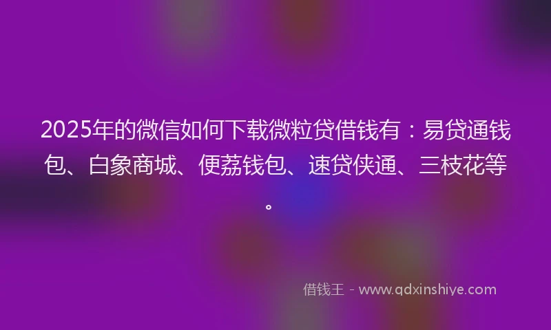 2025年的微信如何下载微粒贷借钱有：易贷通钱包、白象商城、便荔钱包、速贷侠通、三枝花等。