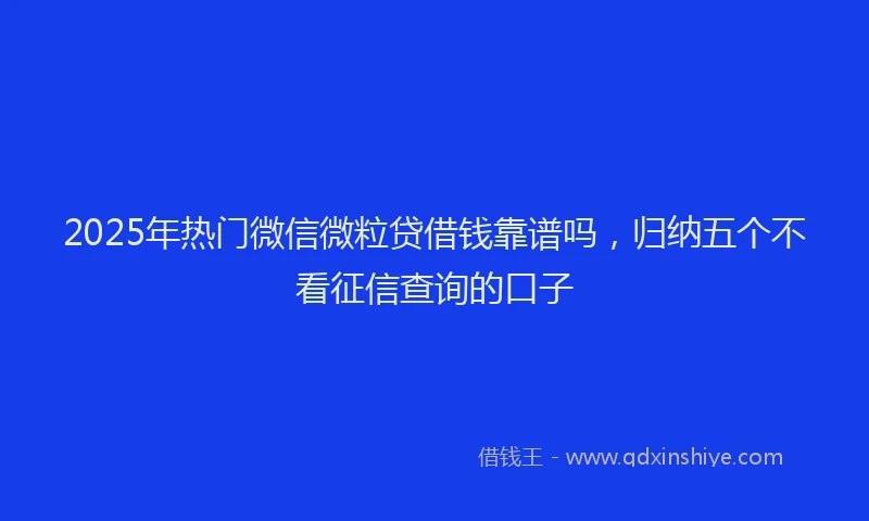 2025年热门微信微粒贷借钱靠谱吗，归纳五个不看征信查询的口子