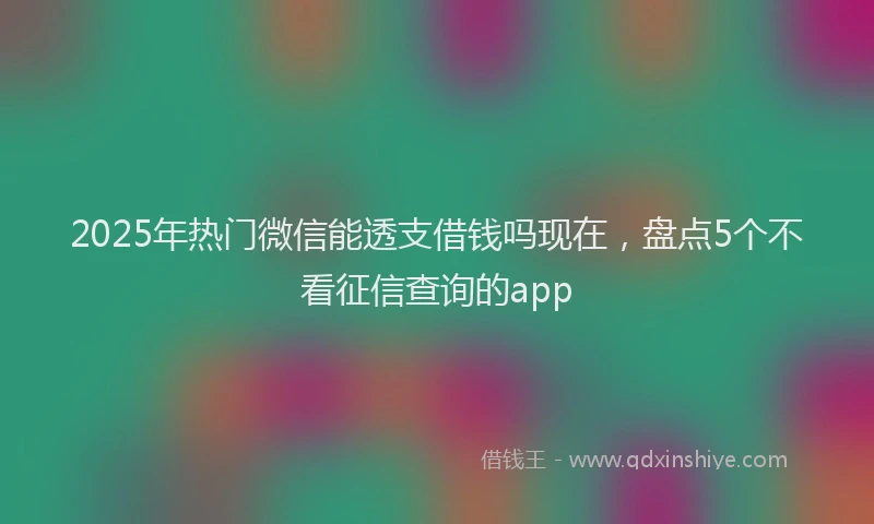 2025年热门微信能透支借钱吗现在，盘点5个不看征信查询的app