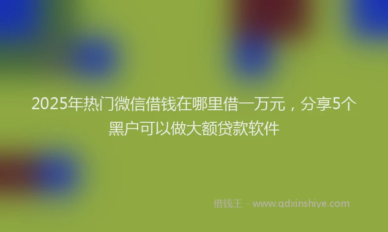 2025年热门微信借钱在哪里借一万元，分享5个黑户可以做大额贷款软件