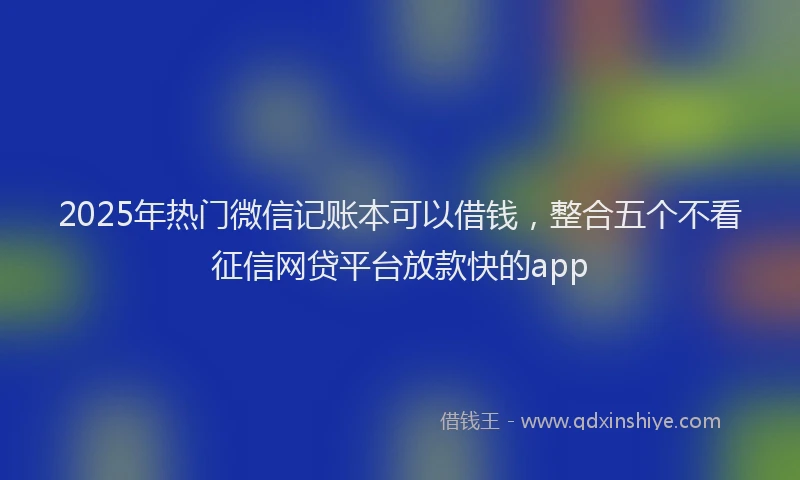 2025年热门微信记账本可以借钱，整合五个不看征信网贷平台放款快的app
