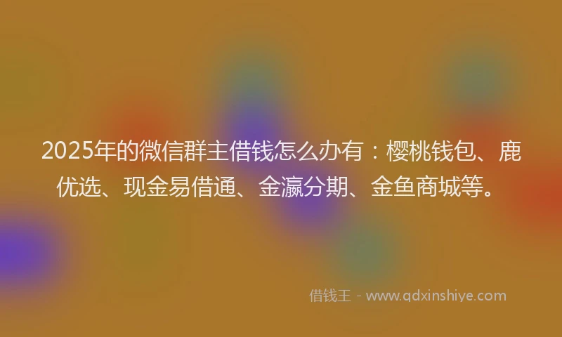 2025年的微信群主借钱怎么办有：樱桃钱包、鹿优选、现金易借通、金瀛分期、金鱼商城等。