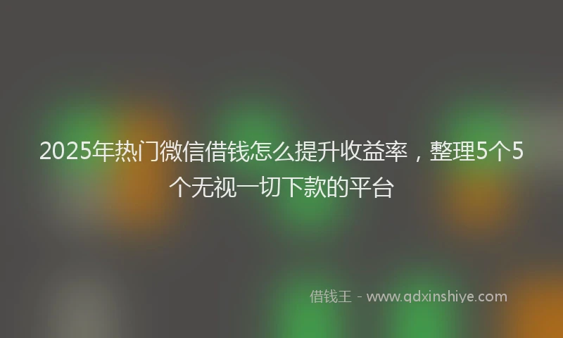 2025年热门微信借钱怎么提升收益率，整理5个5个无视一切下款的平台