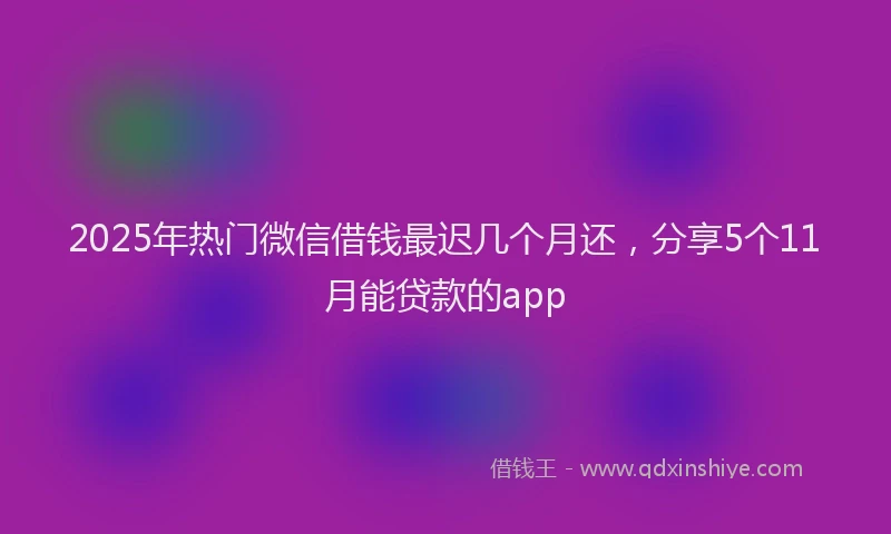 2025年热门微信借钱最迟几个月还，分享5个11月能贷款的app