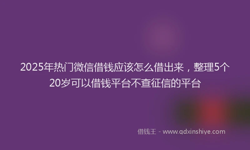 2025年热门微信借钱应该怎么借出来，整理5个20岁可以借钱平台不查征信的平台