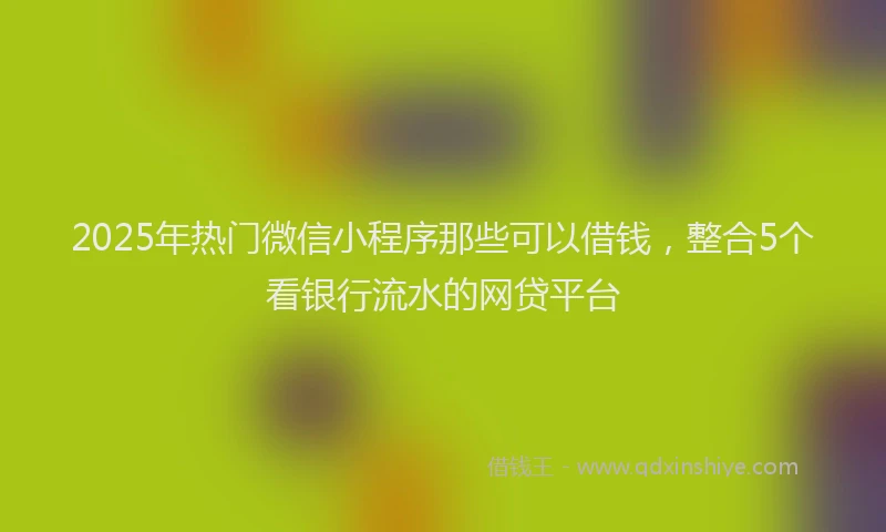 2025年热门微信小程序那些可以借钱，整合5个看银行流水的网贷平台