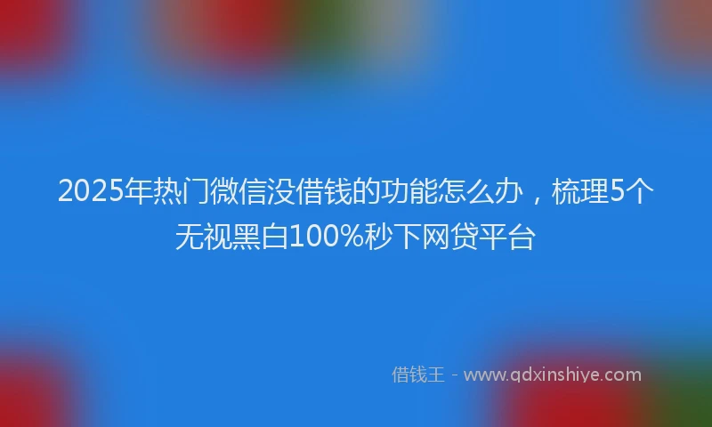 2025年热门微信没借钱的功能怎么办，梳理5个无视黑白100%秒下网贷平台