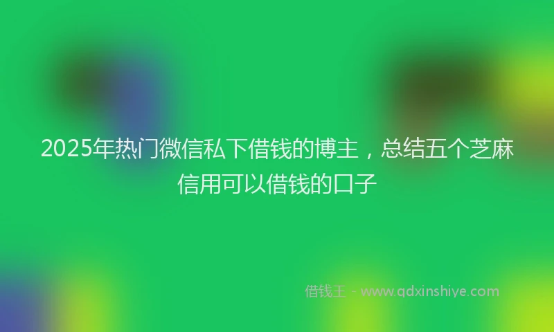 2025年热门微信私下借钱的博主，总结五个芝麻信用可以借钱的口子