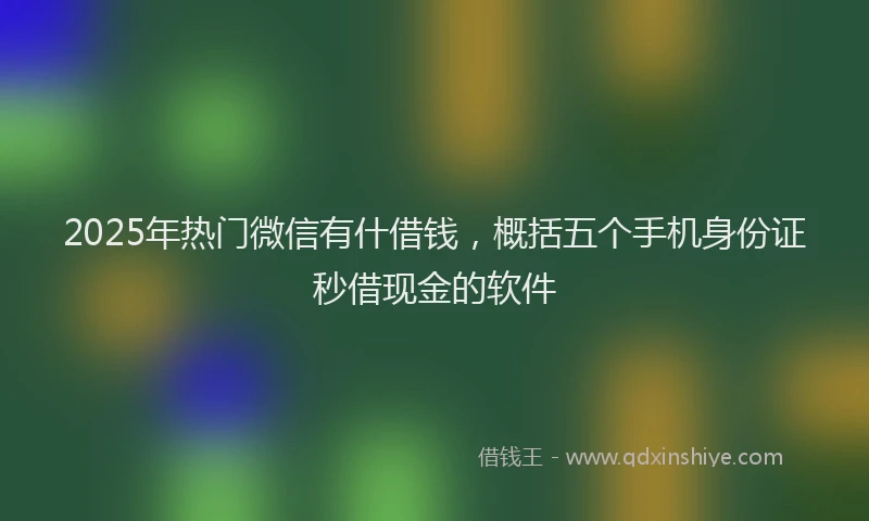 2025年热门微信有什借钱，概括五个手机身份证秒借现金的软件