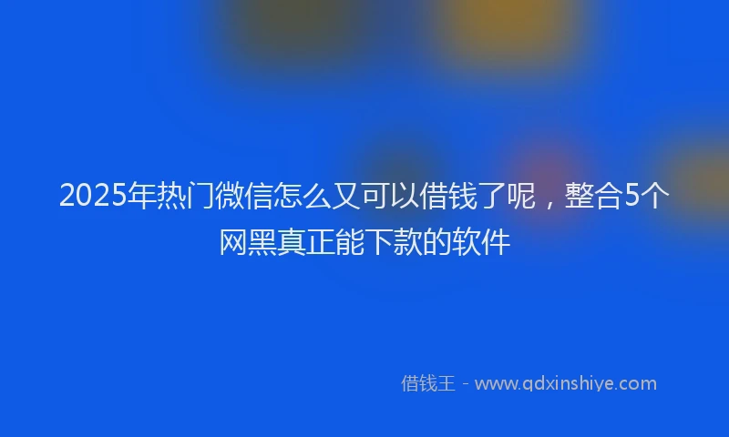 2025年热门微信怎么又可以借钱了呢，整合5个网黑真正能下款的软件