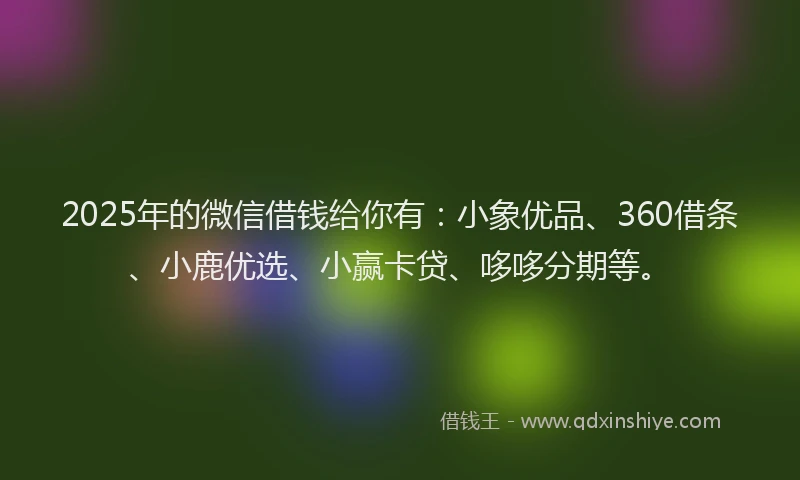 2025年的微信借钱给你有：小象优品、360借条、小鹿优选、小赢卡贷、哆哆分期等。