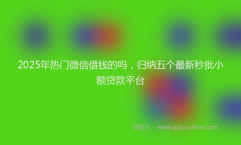 2025年热门微信借钱的吗，归纳五个最新秒批小额贷款平台