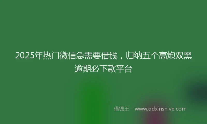 2025年热门微信急需要借钱，归纳五个高炮双黑逾期必下款平台