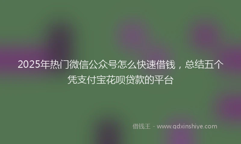 2025年热门微信公众号怎么快速借钱，总结五个凭支付宝花呗贷款的平台
