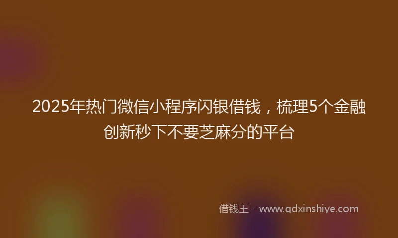 2025年热门微信小程序闪银借钱，梳理5个金融创新秒下不要芝麻分的平台