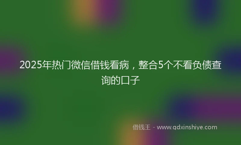 2025年热门微信借钱看病，整合5个不看负债查询的口子