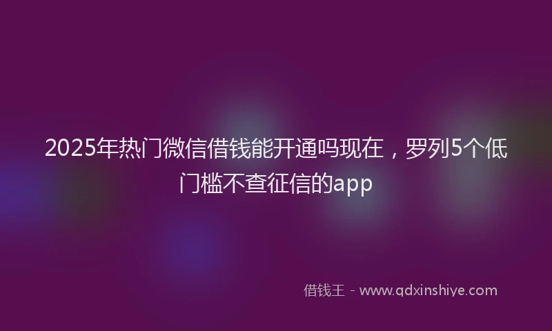 2025年热门微信借钱能开通吗现在，罗列5个低门槛不查征信的app