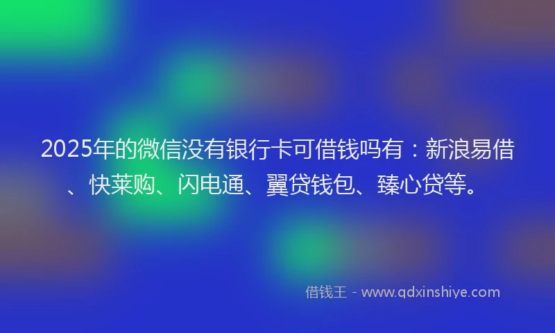 2025年的微信没有银行卡可借钱吗有：新浪易借、快莱购、闪电通、翼贷钱包、臻心贷等。