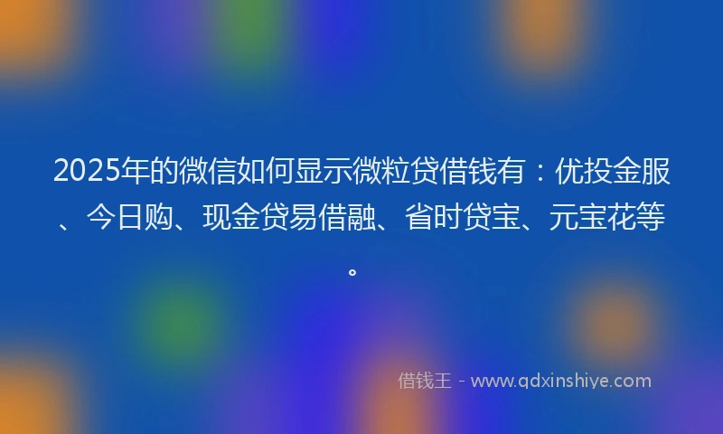 2025年的微信如何显示微粒贷借钱有：优投金服、今日购、现金贷易借融、省时贷宝、元宝花等。